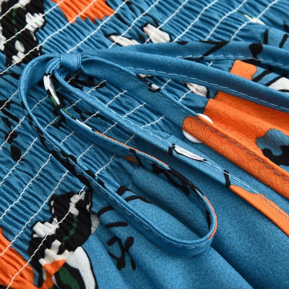 🆕Ocean Blue Floral Half Sleeve Maxi Dress - Picture 8 of 8